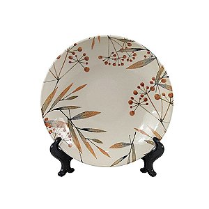 JOGO 2 PRATOS FUNDOS COUP IKEBANA EM CERÂMICA 21,5 CM MESA POSTA
