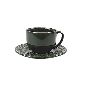 JOGO 2 XÍCARAS DE CHÁ ROMA BOTÂNICO CERÂMICA 200 ML MESA POSTA CHÁ E CAFÉ