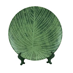 KIT 2 PRATOS RASOS COUP HERBARIUM EM CERÂMICA VERDE 28 CM MESA POSTA