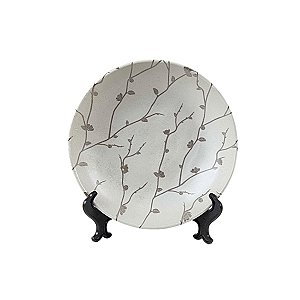 KIT 2 PRATOS FUNDOS BIO LUAR EM CERÂMICA CINZA 22 CM MESA POSTA