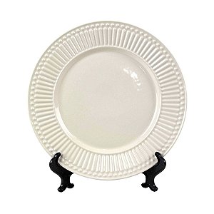 KIT 2 PRATOS RASOS ROMA CRU EM CERÂMICA BEGE 26,5 CM MESA POSTA