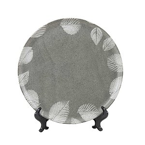 KIT 2 PRATOS RASOS BIO STONEWARE SEIVA EM CERÂMICA CINZA 27,5 CM MESA POSTA
