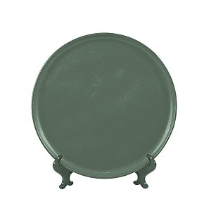 KIT 2 PRATOS RASOS BIO LEAF EM CERÂMICA VERDE 27 CM MESA POSTA