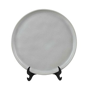 JOGO 2 PRATOS DE SOBREMESA LINHA BIO VIT EM CERAMICA CINZA 21,5 CM MESA POSTA