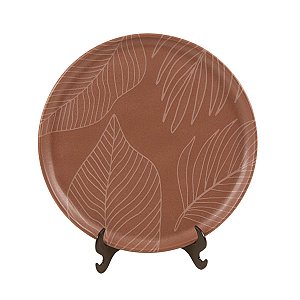 JOGO 2 PRATOS DE SOBREMESA LINHA BIO STONEWARE VERÃO EM CERAMICA COR TELHA 21,5 CM MESA POSTA