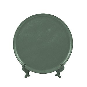 JOGO 2 PRATOS DE SOBREMESA LINHA BIO LEAF EM CERAMICA VERDE 21,5 CM MESA POSTA