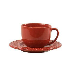 JOGO 2 XÍCARAS DE CHÁ ROMA CANTALOUPE EM CERÂMICA LARANJA 160 ML MESA POSTA CHÁ E CAFÉ