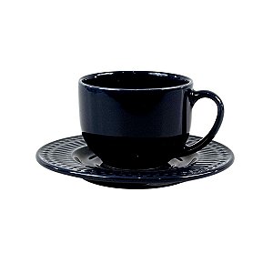 JOGO 2 XÍCARAS DE CHÁ ROMA DEEP BLUE EM CERÂMICA AZUL 160 ML MESA POSTA CHÁ E CAFÉ
