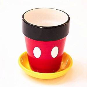VASO MICKEY DE CERÂMICA COM BASE MESA POSTA E FESTA INFANTIL PARA ARRANJOS NATURAIS OU PERMANENTES