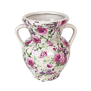 VASO DECORATIVO DE CERAMICA ESTAMPADA 30 X 22 CM DECORAÇÃO E FLORES NATURAIS E ARTIFICIAIS