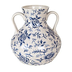 VASO DECORATIVO GRANDE EM CERÂMICA ESTAMPADA PARA FLORES NATURAIS OU PERMANENTES 34X30X28 CM