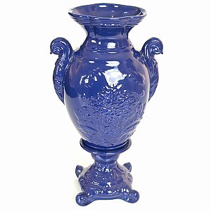 VASO DECORATIVO CERAMICA COBALTO EGITO 32 X 19 X 12 CM DECORAÇÃO E ARRANJOS FLORAIS