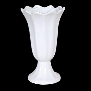 VASO DECORATIVO CANELADO BRANCO CERAMICA 27,5 X 16 CM DECORAÇÃO E ARRANJOS