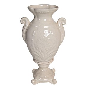 VASO DECORATIVO CERAMICA EGITO SALMÃO CLARO 32 X 19 X 12 CM DECORAÇÃO E ARRANJOS FLORAIS