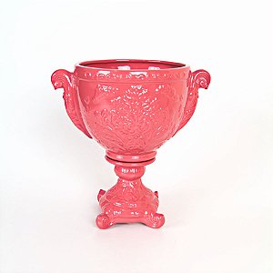 CACHEPOT DE CERAMICA EGITO CORAL  27,5 X 27 X 19 CM DECORAÇÃO E ARRANJOS