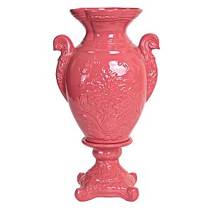 VASO DECORATIVO CERAMICA EGITO CORAL  38 X 22 X 14 CM DECORAÇÃO E ARRANJOS FLORAIS