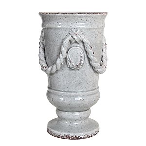 VASO DECORATIVO DE CIMENTO ESMALTADO CINZA 39 X 22 X 22 CM DECORAÇÃO E ARRANJOS