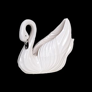 CISNE DECORATIVO EM CERAMICA 22 X 25 X 13 CM DECORAÇÃO E UTILIDADE