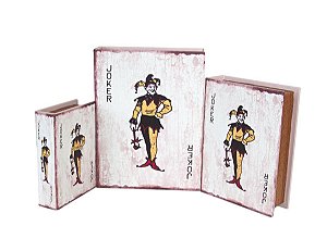 LIVROS CAIXA CONJUNTO COM 3 PEÇAS ESTAMPA CARTA DE BARALHO CORINGA