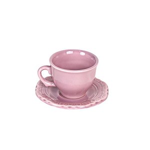 JOGO DE XICARAS DE CAFE ROSA COM 6 UNIDADES 100 ML MESA POSTA