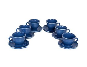 JOGO DE XICARAS DE CAFE AZUL COM 6 UNIDADES 100 ML MESA POSTA