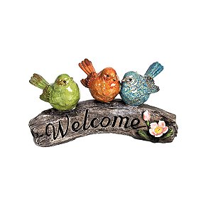 ENFEITE PÁSSAROS NO TRONCO WELCOME 14,5 x 12 x 27 CM DECORAÇÃO
