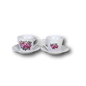 JOGO DE XICARAS PORCELANAS DE CHÁ COM 6 PEÇAS ESTAMPAS FLOR MESA POSTA PRESENTES