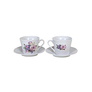 JOGO DE XICARAS PORCELANAS DE CHÁ COM 6 PEÇAS ESTAMPAS FLOR  MESA POSTA PRESENTES