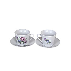 JOGO DE XICARAS PORCELANAS DE CHÁ COM 6 PESTAMPAS FLOR MESA POSTA PRESENTESEÇAS