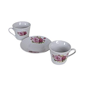 JOGO DE XICARAS PORCELANAS DE CHÁ COM 6 PEÇAS ESTAMPAS FLOR MESA POSTA PRESENTES