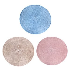 KIT 2 SOUSPLATS REDONDOS EM POLIESTER 38 CM MESA POSTA 3 OPÇÕES DE CORES