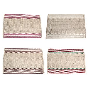 KIT 2 JOGOS AMERICANOS EM JUTA E POLIESTER 50 X 33 CM MESA POSTA 4 VARIEDADES