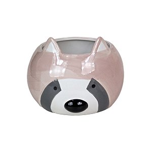 CACHEPOT GUAXINIM ROSE EM CERAMICA 13,5 X 14 X 13,5 CM DECORAÇÃO E UTILIDADE