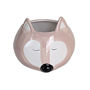 CACHEPOT RAPOSA ROSE EM CERAMICA 13 X 12,5 X 15 CM DECORAÇÃO E UTILIDADE
