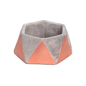 CACHEPOT HEXAGONAL BRONZE E CINZA EM CIMENTO 6 X 9,5 X 10 CM DECORAÇÃO E UTILIDADE