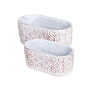 FLOREIRA VASO DECORATIVO DE CIMENTO BRANCO E COBRE DECORAÇÃO E ARRANJOS 2 OPÇÕES DE TAMANHO