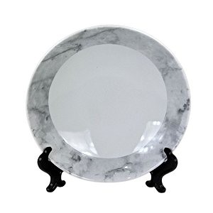 KIT 2 PRATOS FUNDOS EM CERAMICA BRANCO COM BORDAS CINZA 3 X 21,5 CM MESA POSTA