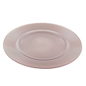 KIT 2 SOUSPLATS REDONDOS DE VIDRO RAIADO FENDI 33 CM MESA POSTA