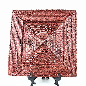 KIT 2 SOUSPLATS QUADRADOS EM RATTAN MARROM 33 X 33 CM MESA POSTA