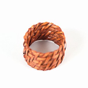 PORTA GUARDANAPO EM RATTAN BEGE 5 CM MESA POSTA JOGO COM 6 UNIDADES