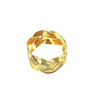 PORTA GUARDANAPO LINHAS TRANÇADAS EM METAL DOURADO 4 CM MESA POSTA JOGO COM 4 UNIDADES