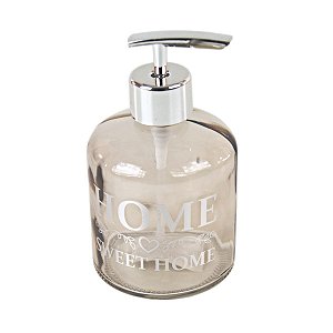 SABONETEIRA PARA SABÃO LIQUIDO DE VIDRO COBRE COM DISPENSADOR PLASTICO PRATEADO 400 ML CASA BANHEIRO UTILIDADE