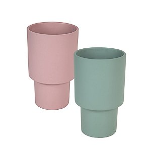 CACHEPOT REDONDO EM CIMENTO 24,5 X 15,5 CM DECORAÇÃO E ARRANJOS FLORAIS 2 OPÇÕES DE CORES