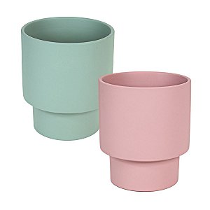 CACHEPOT REDONDO EM CIMENTO 20 X 17 CM DECORAÇÃO E ARRANJOS FLORAIS 2 OPÇÕES DE CORES