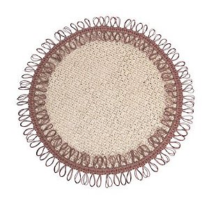 KIT 2 SOUSPLATS REDONDOS EM JUTA E POLIESTER BORDA MARROM 40 CM MESA POSTA