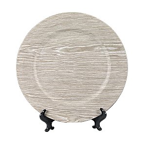 KIT 2 SOUSPLATS REDONDOS EM POLIPROPILENO COR NATURAL BORDA LISA  33 CM MESA POSTA