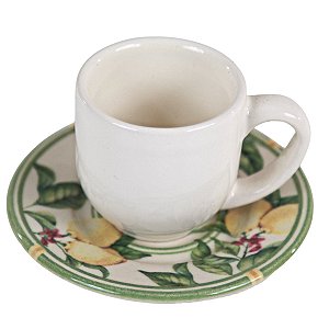 CONJUNTO XÍCARAS DE CAFÉ LINHA MONACO LIMONE EM CERÂMICA BRANCA PIRES ESTAMPA LIMÕES 70 ML MESA POSTA 6 UNIDADES
