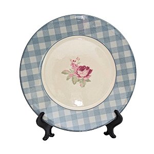 KIT 2 PRATOS RASOS LINHA MONACO SOFT BLUE EM CERAMICA BEGE AZUL ROSA 26 CM MESA POSTA