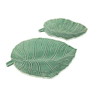 TRAVESSA ESTILO FOLHA LINHA AURORA EM CERAMICA VERDE LALA MESA POSTA 2 OPÇÕES DE TAMANHO