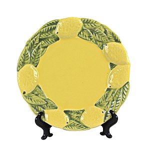 CONJUNTO DE PRATOS RASOS EM CERAMICA AMARELO LIMÃO 26 CM MESA POSTA 2 UNIDADES